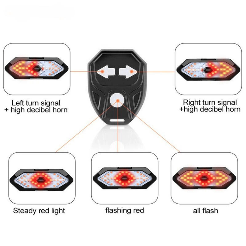 Skanto | Oppladbart sykkel baklys med fjernkontroll og 32 LED-lamper