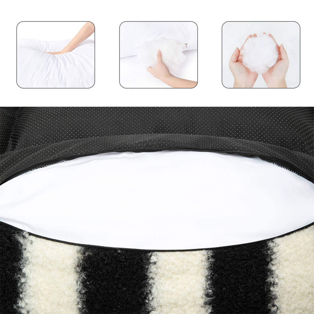 Moderne Faux Lambswool Kattesofa med Brede Armlener og Avtakbar Pute | Skanto