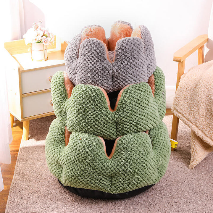 Cactus Form Komfortabel Katteseng Myk Korall Fløyelsdesign | Skanto