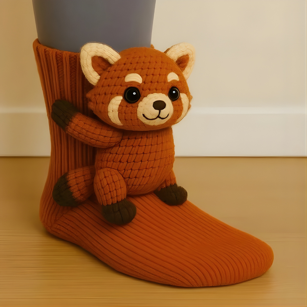 Skanto | Fuzzy Animal Plush Sokker Damer Herrer Koselig Non Slip Varm Vinter