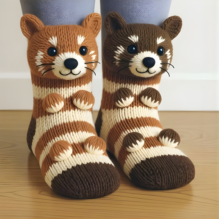 Skanto | Fuzzy Animal Plush Sokker Damer Herrer Koselig Non Slip Varm Vinter