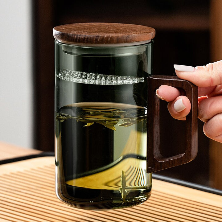 Skanto | GIANXI Tekopp med månesfilter Japansk trefordeler varmebestandig glass kopper teblad separasjon tekoppsett
