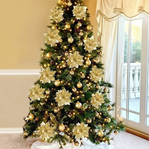 Skanto | Premium Glitter Blomsterornamenter for Festlig Presentasjon