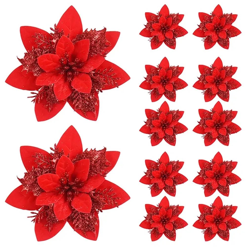 Skanto | Premium Glitter Blomsterornamenter for Festlig Presentasjon