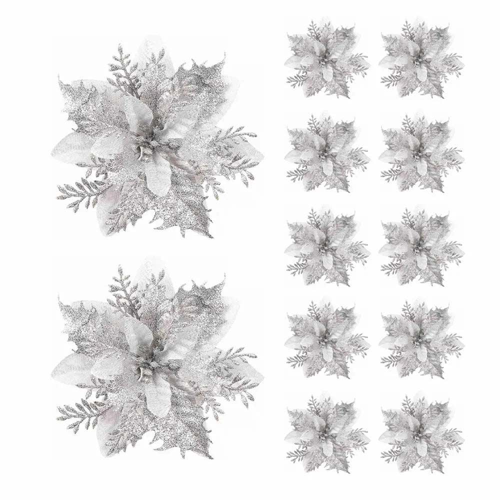 Skanto | Premium Glitter Blomsterornamenter for Festlig Presentasjon