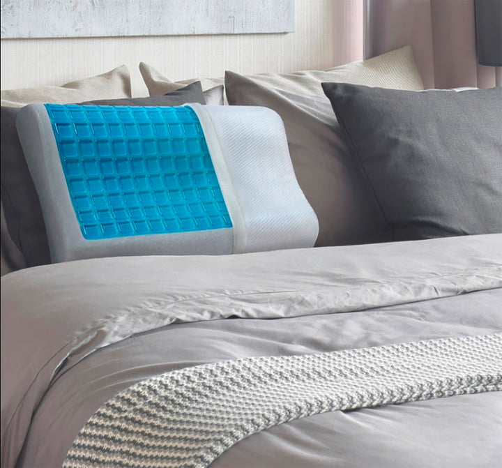 SNAPNAP Gel skumpute med hodeutsparing + avkjølende gelputer, 50 x 30 cm, høyde 10 cm, ergonomisk og hypoallergenisk | Skanto