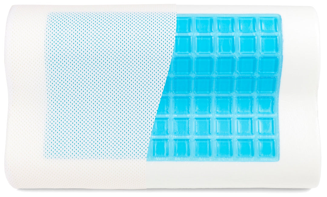 SNAPNAP Gel skumpute med hodeutsparing + avkjølende gelputer, 50 x 30 cm, høyde 10 cm, ergonomisk og hypoallergenisk | Skanto