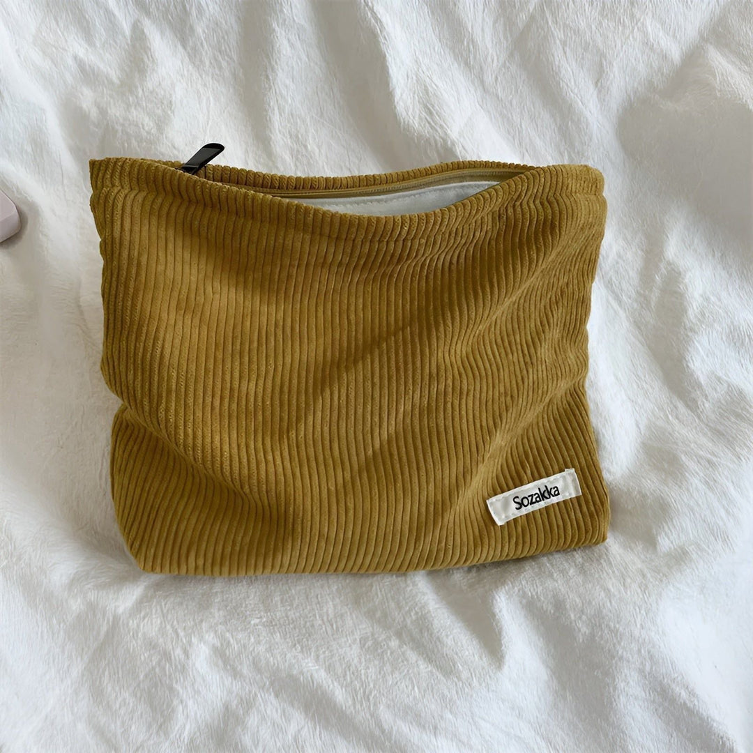 CorduroyGlam Bag - Cord Romslig Organiseringsveske for Kosmetikk | Skanto