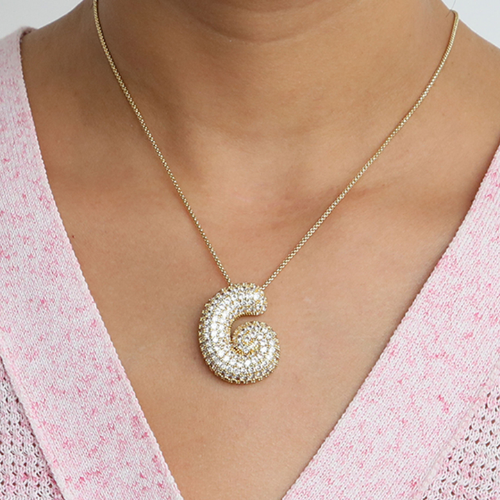 Skanto | Chunky Bubble Diamond Dazzle Initial Halskjeder