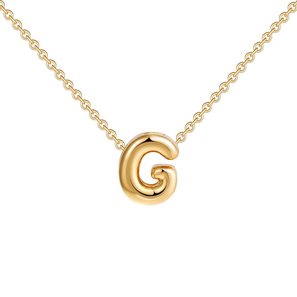 Skanto | Dainty Bubble Letter Initial Necklace