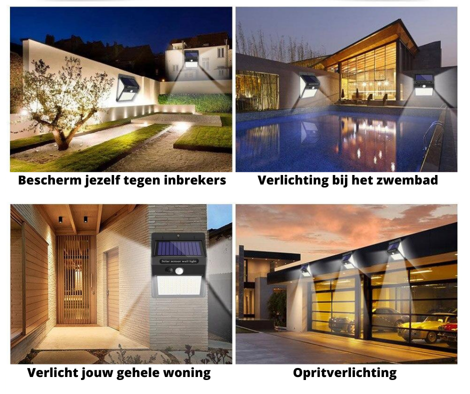 Sterk solarlampe med bevegelsessensor - Sterkt lys uten kabler | Skanto