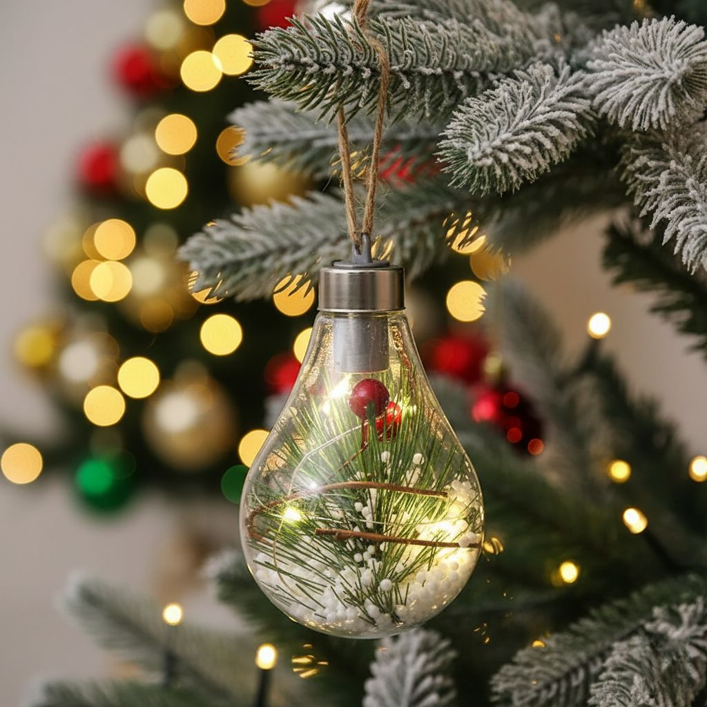 Skanto | Gjennomsiktig LED Julepynt – Lyskule Ornament i Bruddsikker PET-plast