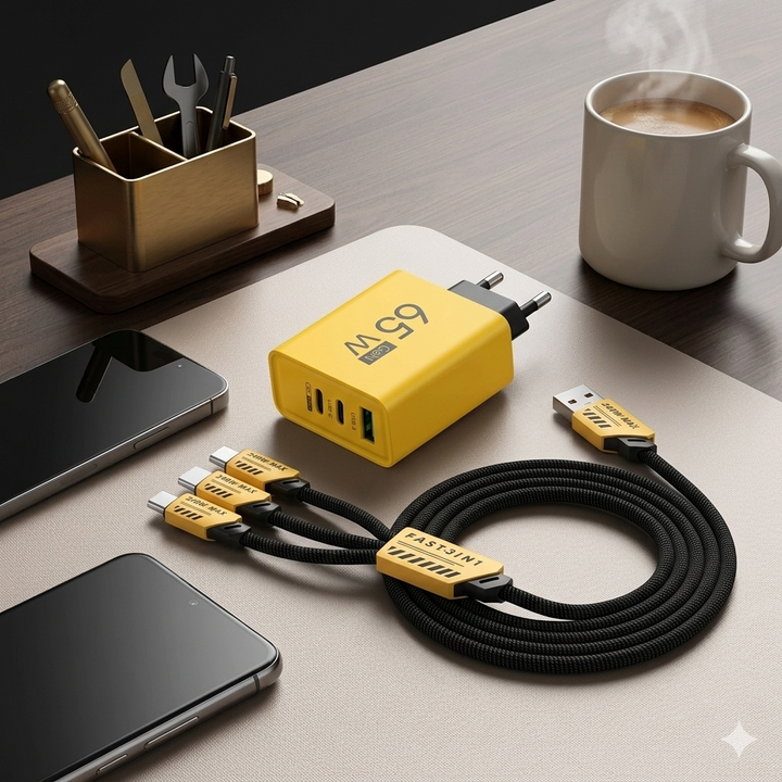 120W USB hurtiglader med 4 porter | Skanto