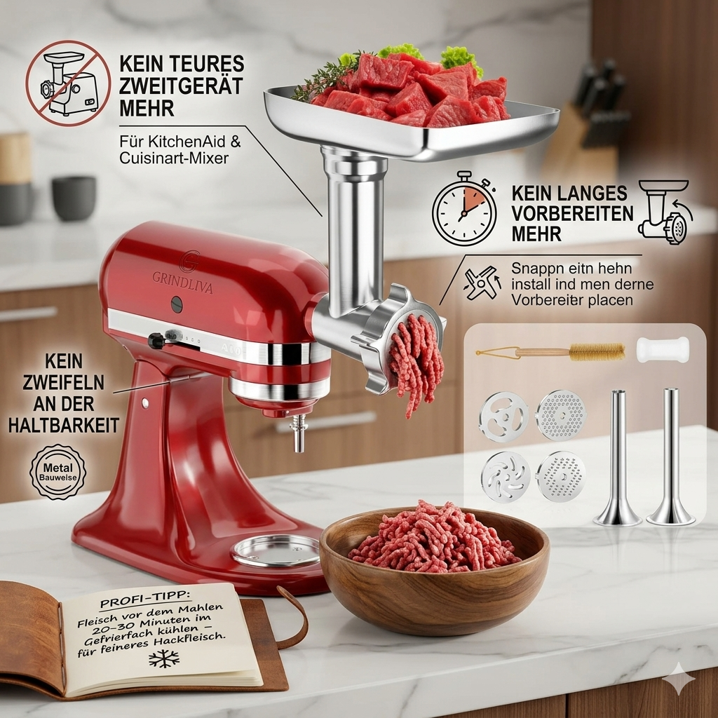 GRINDLIVA Kjøttkvern Tilbehør for KitchenAid | Skanto