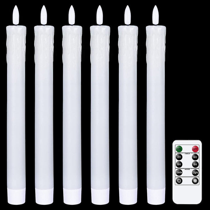 Skanto | Flammefrie flimrende taperlys med 2 fjernkontroller og timer, ekte voks 3D vekkerlys vinduslys batteridrevet, julehjem bryllupsdekor
