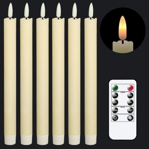 Skanto | Flammefrie flimrende taperlys med 2 fjernkontroller og timer, ekte voks 3D vekkerlys vinduslys batteridrevet, julehjem bryllupsdekor