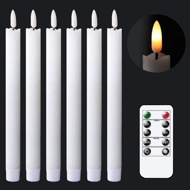 Skanto | Flammefrie flimrende taperlys med 2 fjernkontroller og timer, ekte voks 3D vekkerlys vinduslys batteridrevet, julehjem bryllupsdekor