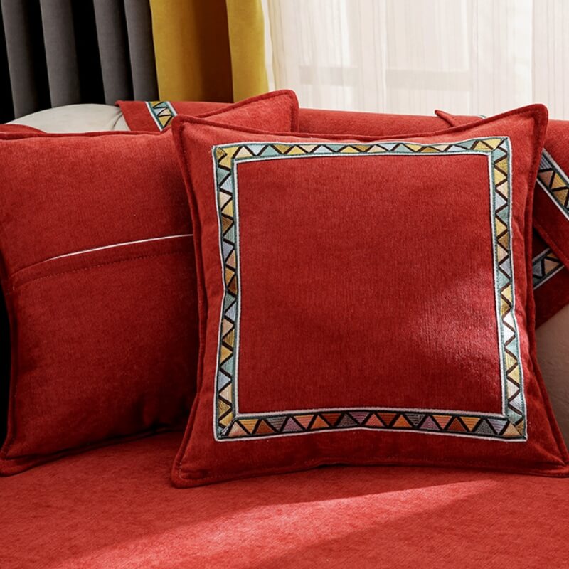 Geometrisk Dekor Solid Farge Chenille Ikke-Gli Sofa Trekk | Skanto