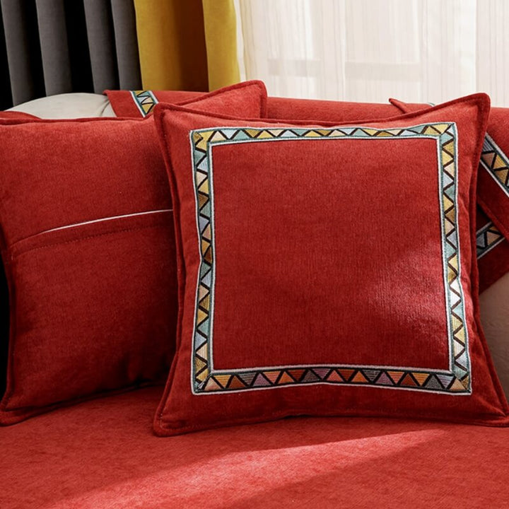 Geometrisk Dekor Solid Farge Chenille Ikke-Gli Sofa Trekk | Skanto