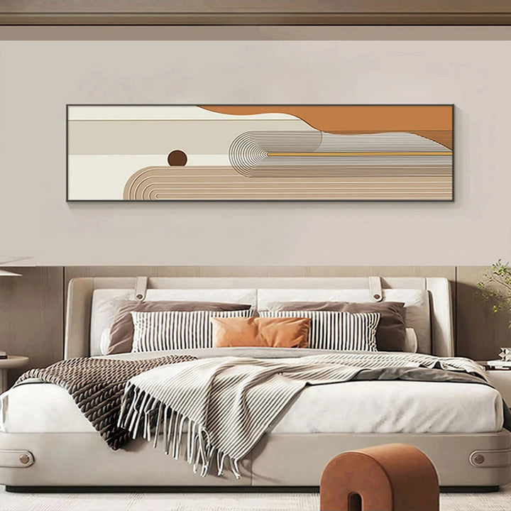 Geometriske kurvelinjer jordtoner veggkunst Fine Art lerretsutskrifter Moderne bredformatbilder for stuen over sofaen kunst for over sengen | Skanto
