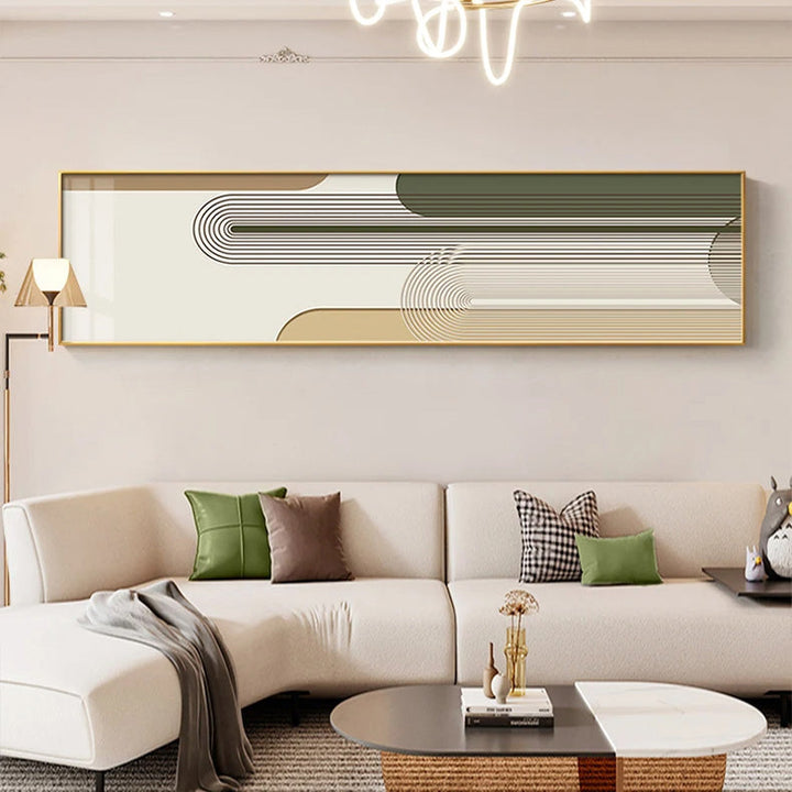 Geometriske kurvelinjer jordtoner veggkunst Fine Art lerretsutskrifter Moderne bredformatbilder for stuen over sofaen kunst for over sengen | Skanto