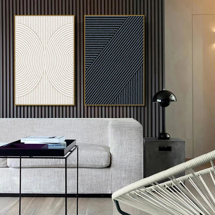 Geometrisk linjekunst Minimalistisk abstrakt veggkunst Fine Art lerretstrykk Nøytrale fargebilder for stue spisestue hjemmekontor kunstdekorasjon | Skanto