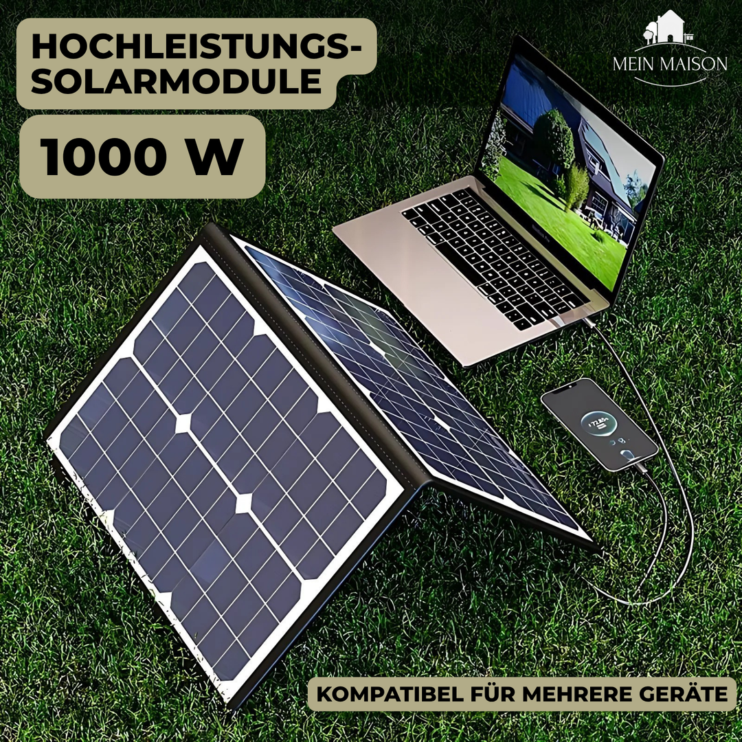 PowerFlex 1000W Sammenleggbart Solpanel – Porterbar Solenergi for Camping og Utendørs | Skanto