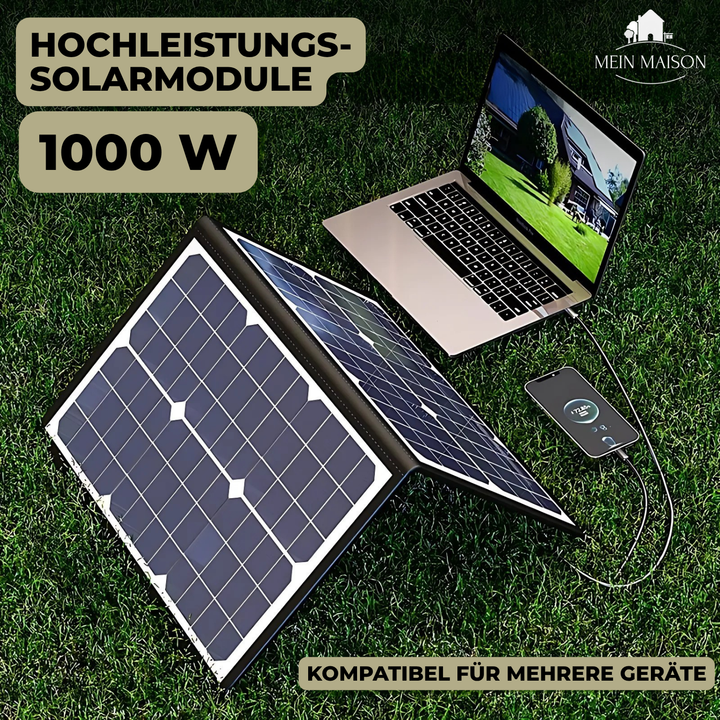 PowerFlex 1000W Sammenleggbart Solpanel – Porterbar Solenergi for Camping og Utendørs | Skanto