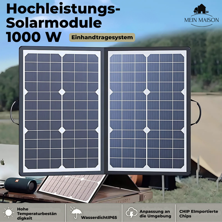 PowerFlex 1000W Sammenleggbart Solpanel – Porterbar Solenergi for Camping og Utendørs | Skanto