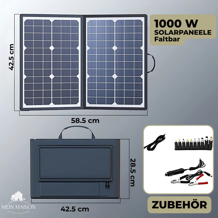 PowerFlex 1000W Sammenleggbart Solpanel – Porterbar Solenergi for Camping og Utendørs | Skanto
