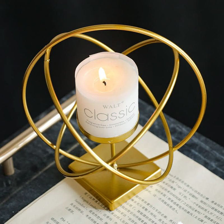 Skanto | Aurelios Golden Candle Holder | Elegant Metal Candle Stand for Living and Dining Table Decoration