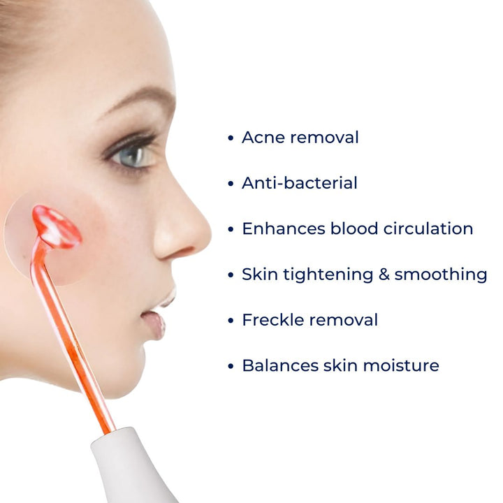 GlowVive Høyfrekvent D'arsonval Beauty Device | for Akne - Anti-Aging - Hudoppstramming - Hårvekst - Hodebunnspleie Skanto