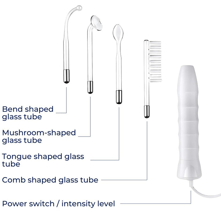 GlowVive Høyfrekvent D'arsonval Beauty Device | for Akne - Anti-Aging - Hudoppstramming - Hårvekst - Hodebunnspleie Skanto