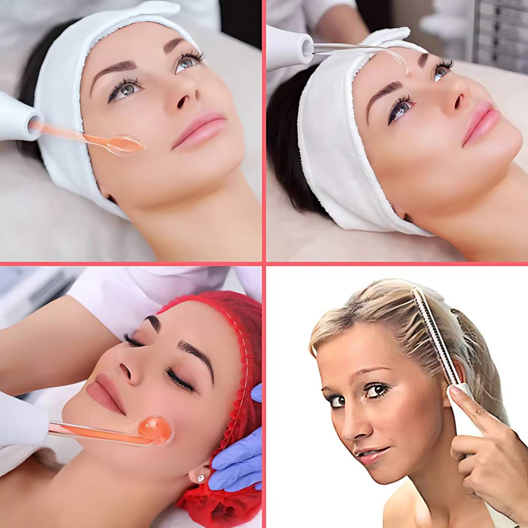 GlowVive Høyfrekvent D'arsonval Beauty Device | for Akne - Anti-Aging - Hudoppstramming - Hårvekst - Hodebunnspleie Skanto