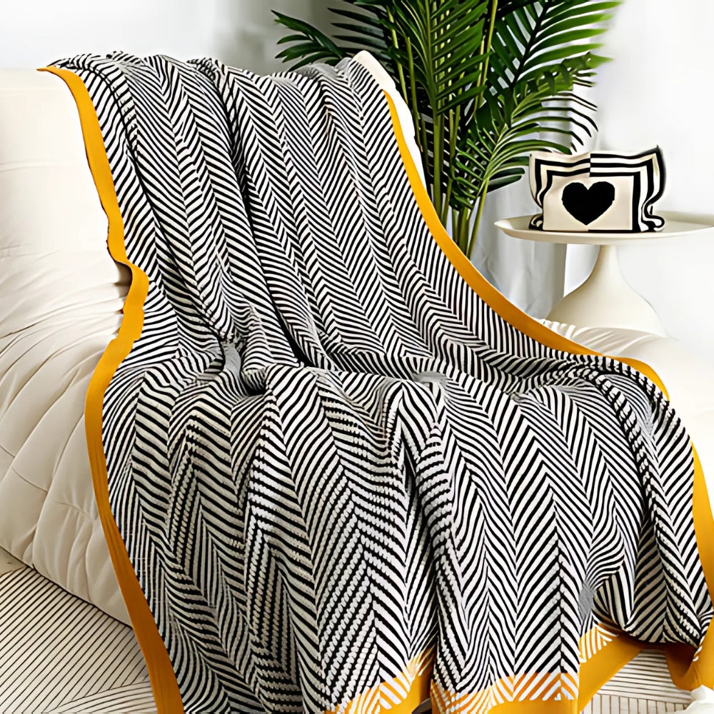 Skanto | Golden Chevron Luxe Blanket