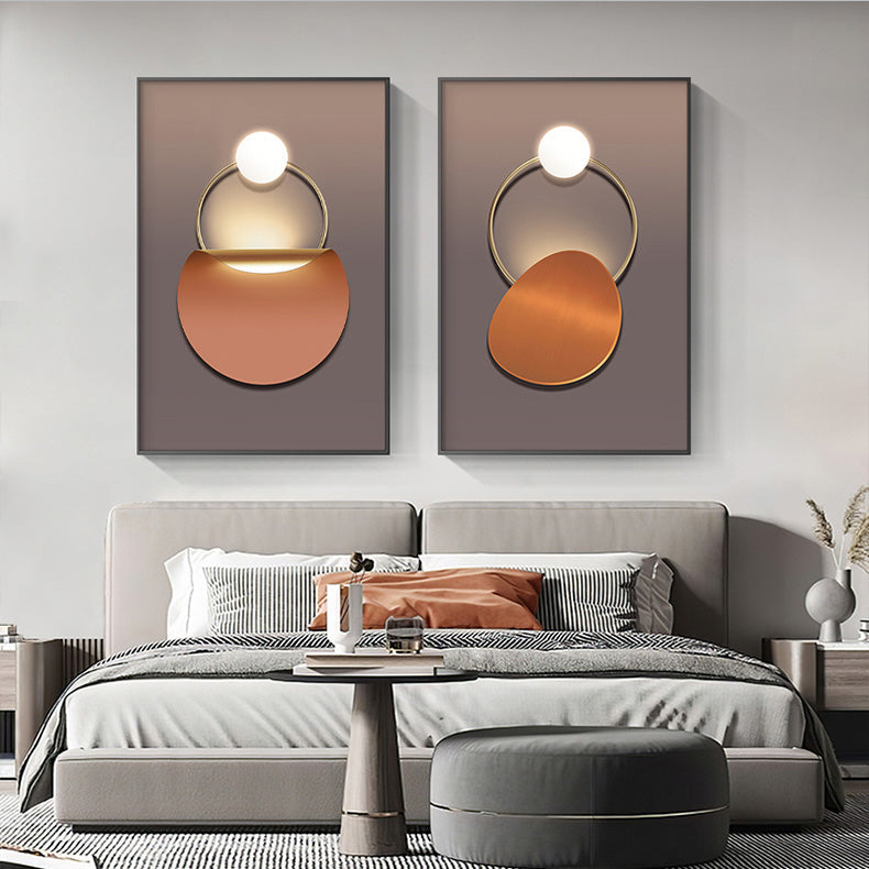 Gylden Ring Moderne Estetikk Abstrakt Veggkunst Fin Kunst Lerret Utskrifter Geometriske Bilder For Luksus Stue Spisestue, Hjemmekontor Dekor | Skanto