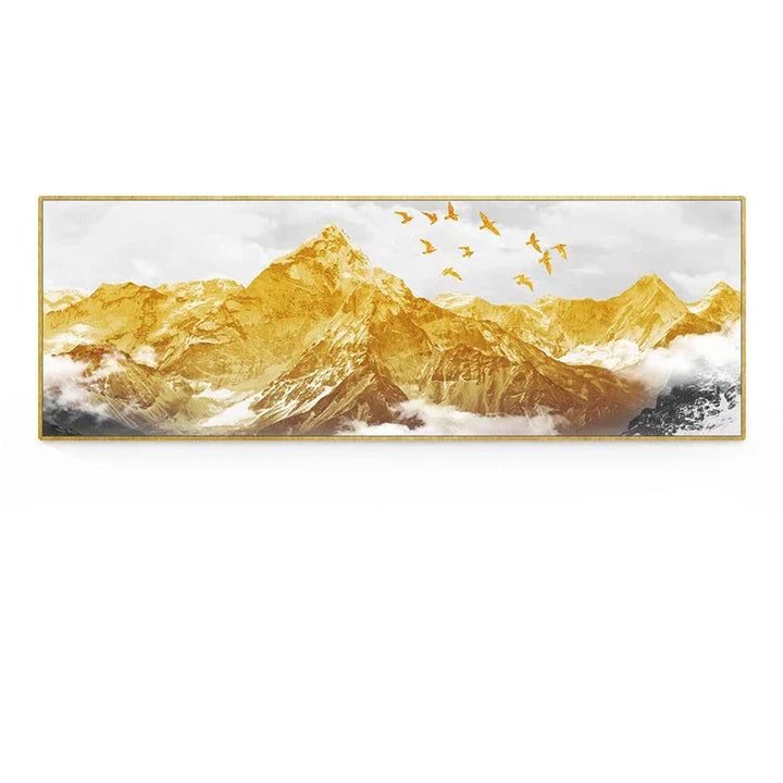 Golden Mountain Landskap Bredformat Veggkunst Fineart Lerretsutskrifter Store Størrelser Bilder For Over Sofaen Bilde For Over Sengen | Skanto