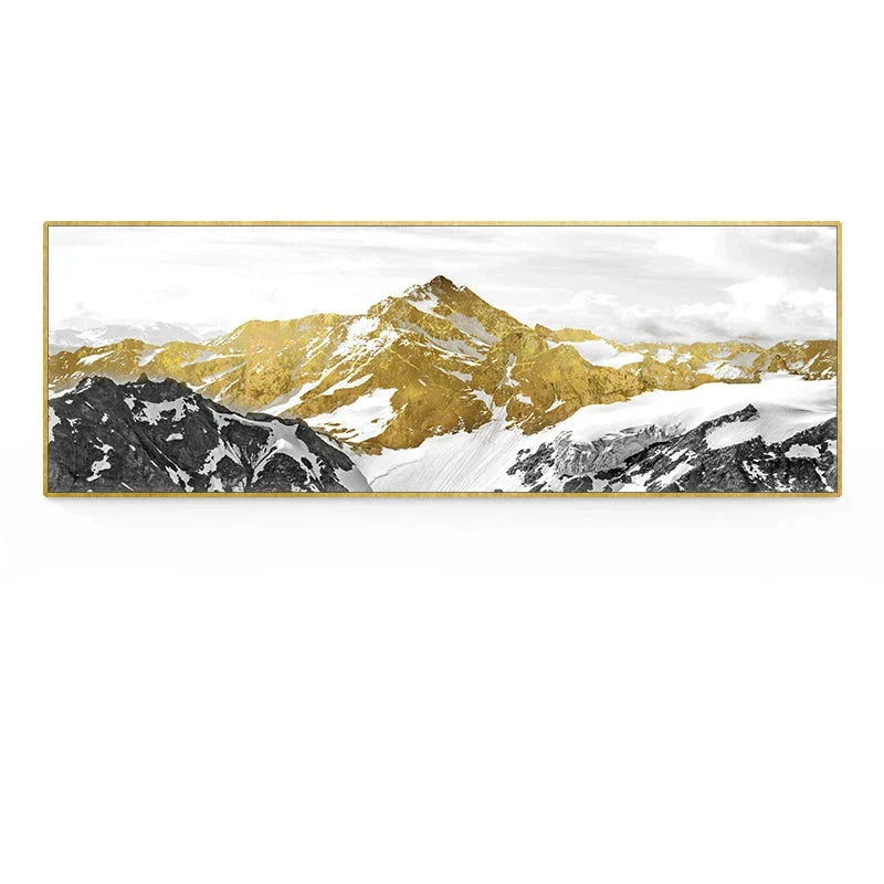 Golden Mountain Landskap Bredformat Veggkunst Fineart Lerretsutskrifter Store Størrelser Bilder For Over Sofaen Bilde For Over Sengen | Skanto