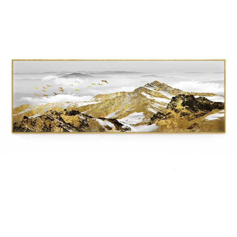 Golden Mountain Landskap Bredformat Veggkunst Fineart Lerretsutskrifter Store Størrelser Bilder For Over Sofaen Bilde For Over Sengen | Skanto