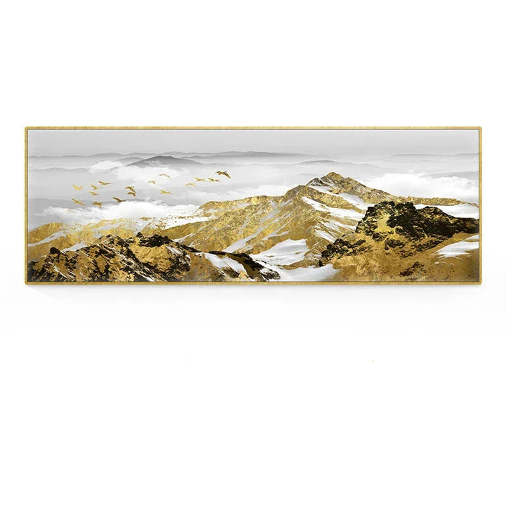 Golden Mountain Landskap Bredformat Veggkunst Fineart Lerretsutskrifter Store Størrelser Bilder For Over Sofaen Bilde For Over Sengen | Skanto