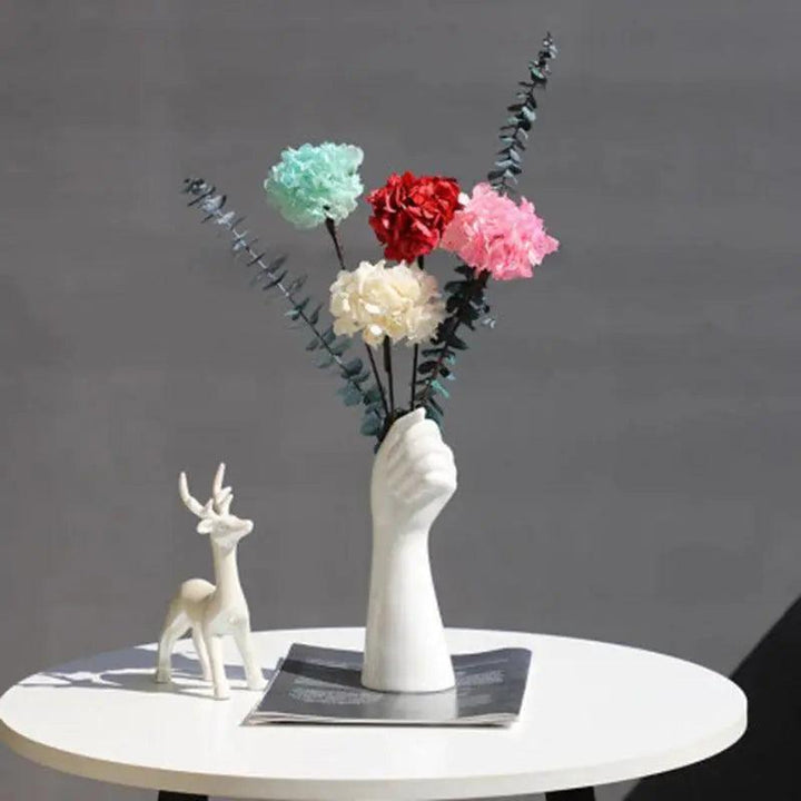 Skanto keramisk hvit hånd vase - Porselen bordvase for hjemmekontor dekor & floral komposisjon