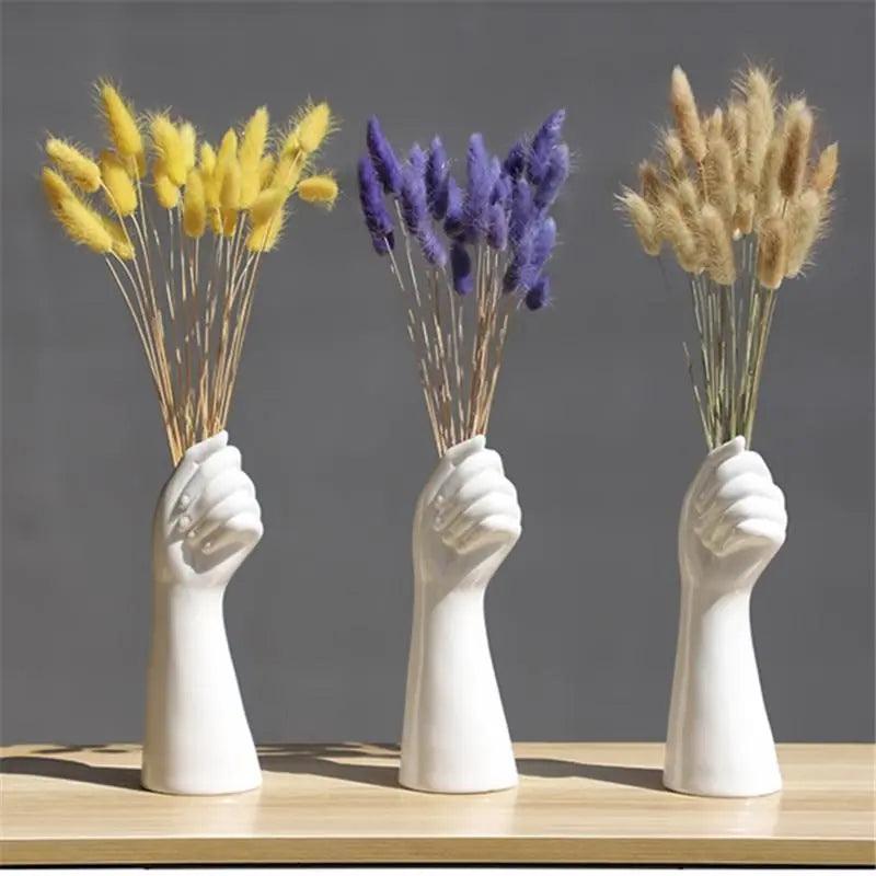 Skanto keramisk hvit hånd vase - Porselen bordvase for hjemmekontor dekor & floral komposisjon