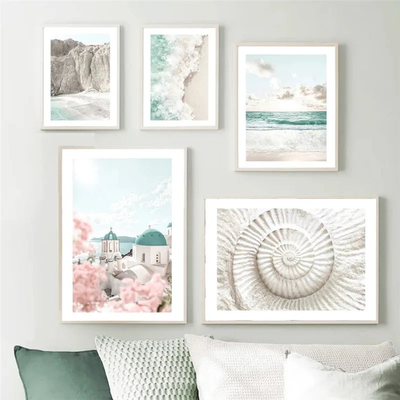 Gresk Øy Landskap Galleri Veggkunst Fine Art Lerrettrykk Bilder fra Santorini Plakater for Stue Soverom Inspirerende Kunst for Moderne Bolig | Skanto