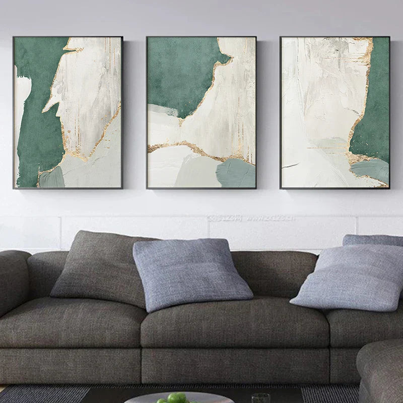 Grønn Brun Nordisk Abstrakt Geomorf Veggkunst Fine Kunstler lerrettrykk Bilder For Moderne Leilighet Stue Kontor Kunst Dekor | Skanto