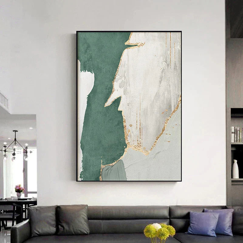 Grønn Brun Nordisk Abstrakt Geomorf Veggkunst Fine Kunstler lerrettrykk Bilder For Moderne Leilighet Stue Kontor Kunst Dekor | Skanto