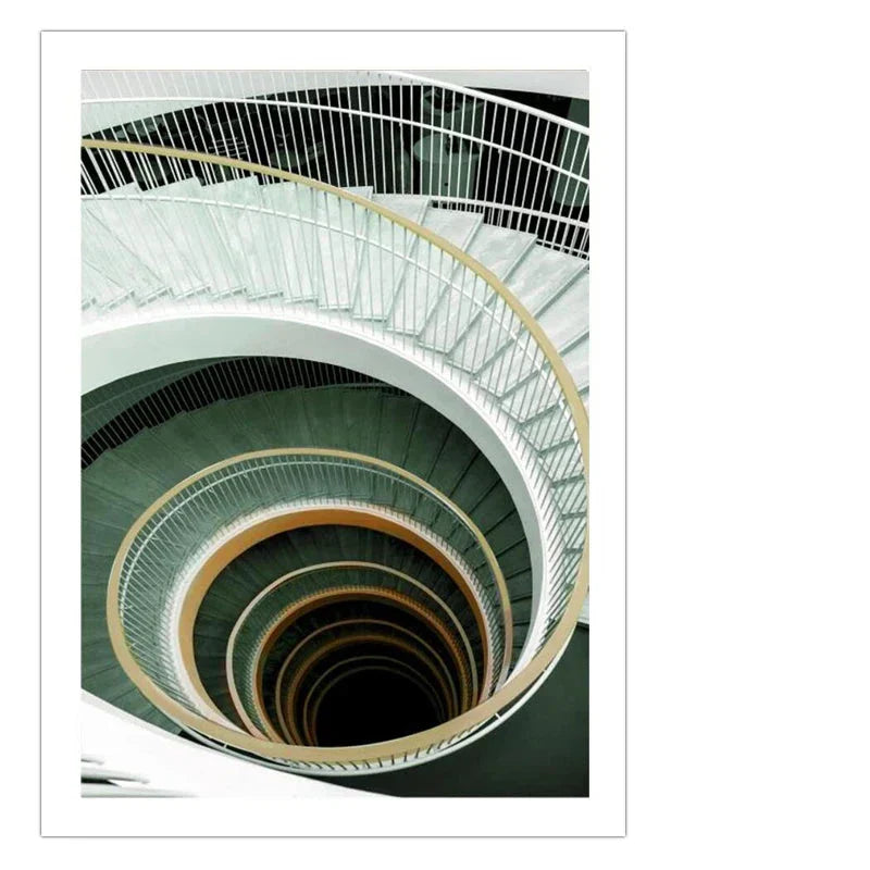 Grønne striper Lagde buer Veggkunst Fine kunsttrykk Klassisk arkitektonisk abstrakte bilder For moderne leilighet Stue Spisestue kunst dekor | Skanto