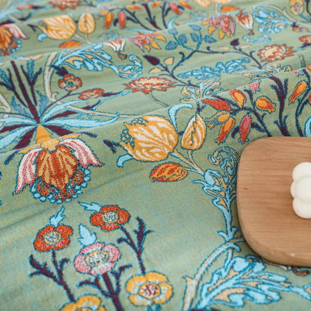 Skanto | Greenery Floral Cotton Tassel Blanket