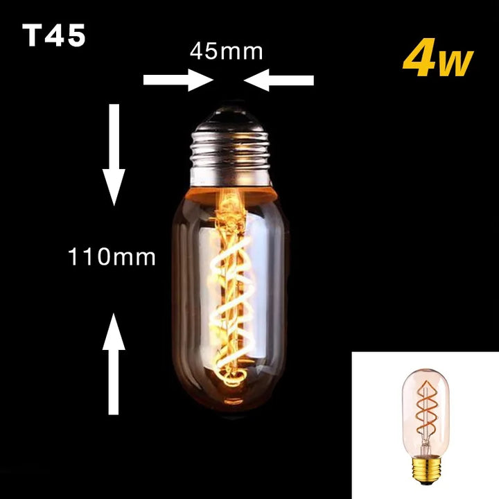 Skanto | Dimbar Vintage LED Lyspære (3W, E27 Undersøkelse) - Gull Spiral Filament for Kroner & Dekorativ Belysning