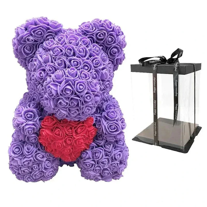 Rosen-Teddybär mit handgefertigten Schaumstoffrosen – 40 cm