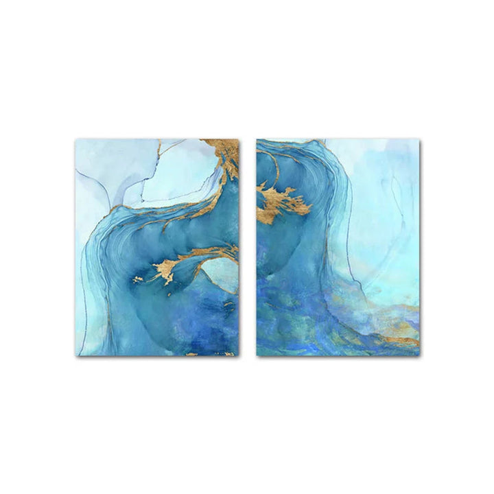 Blå Aqua Azure Marmortrykk Veggkunst Fine Art Lerretsutskrifter Abstrakte Bilder For Moderne Stue Hotellrom Hjemmekontor Dekor | Skanto